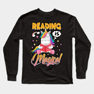 Reading Magical Funny Book Lovers Unicorn Bookworm Readers Long Sleeve T-Shirt